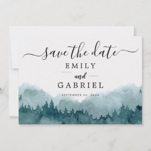 Save The Date Mariage d'aquarelle de forêt