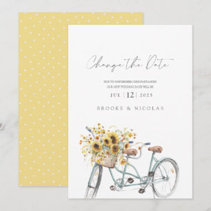 Save The Date Mariage d'aquarelle de tournesol en tandem rustiqu