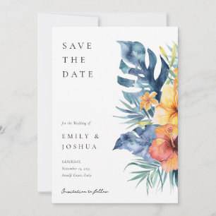 Save The Date Mariage d'aquarelle d'été florale tropicale