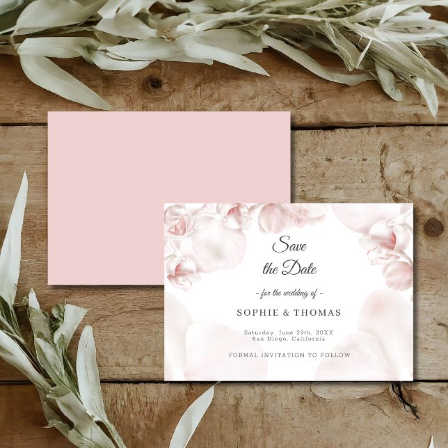 Save The Date Mariage d'aquarelle d'orchidée rose poussiéreux (Créateur téléchargé)