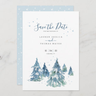 Save The Date Mariage d'aquarelle hiver À feuillage persistant T