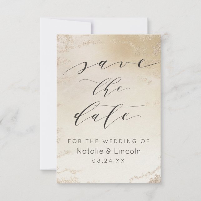 Save The Date Mariage d'aquarelle Ombre jaune or givrée (Devant)