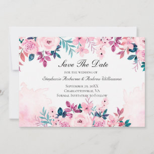 Save The Date Mariage d'aquarelle rose violet vert