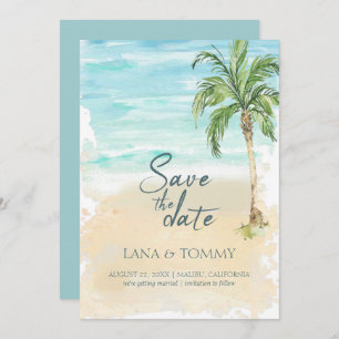 Save The Date Mariage d'aquarelle Tropical Palm Beach
