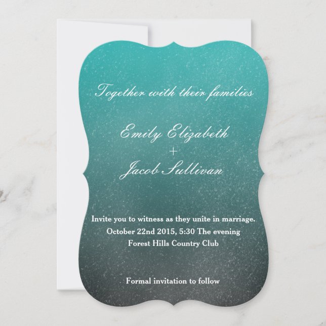 Save The Date Mariage d'aquarelle - Turquoise (Devant)