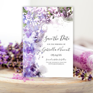Save The Date Mariage d'aquarelle violet Lilac Fleurs