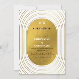 Save The Date Mariage d'arc minimaliste moderne blanc et or