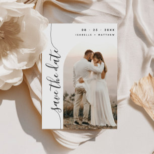 Save The Date Mariage d'arc photo de script vertical