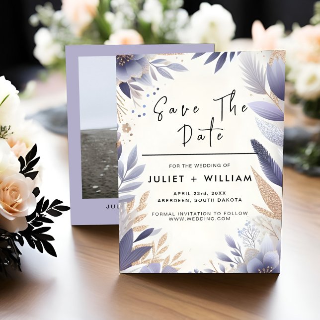 Save The Date Mariage d'arrosage de la lavande de prune d'automn (Créateur téléchargé)