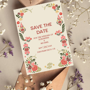 Save The Date Mariage d'art populaire floral