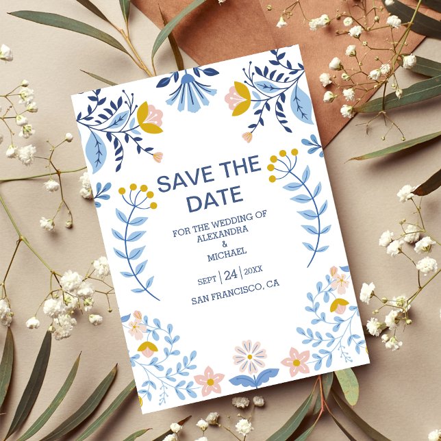 Save The Date Mariage d'art populaire floral (Créateur téléchargé)
