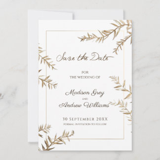 Save The Date Mariage d'automne au feuillage brun élégant