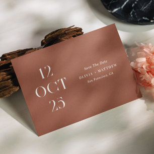 Save The Date Mariage d'automne en Terracotta Profond   Moderne 
