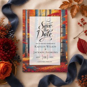 Save The Date Mariage d'automne sous un bouleau rustique