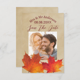 Save The Date Mariage de automne D'Automne Rustique Feuille Enre