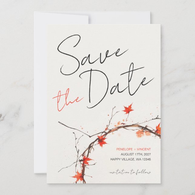 Save The Date Mariage de automne Delicate Enregistrer la date (Devant)