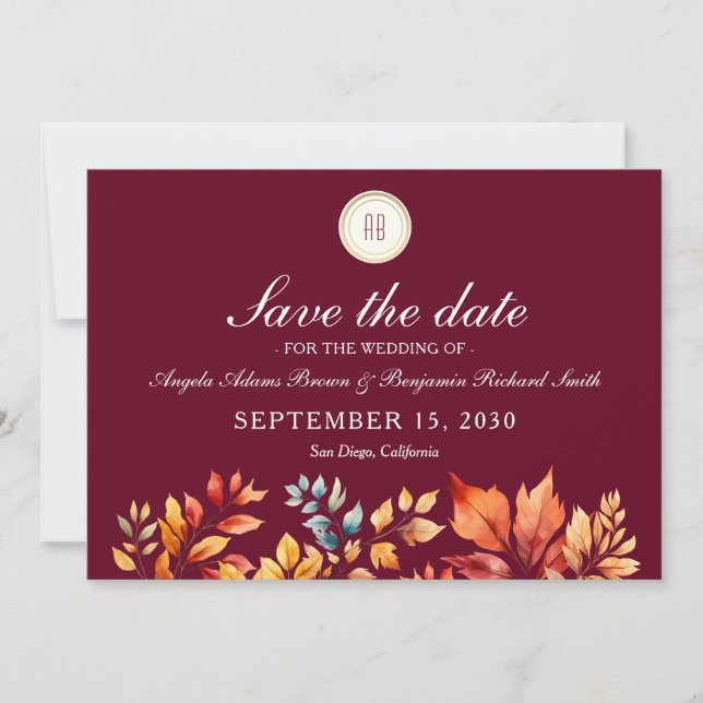 Save The Date Mariage de automne photo (Devant)