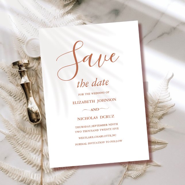 Save The Date mariage de automne rustique en terre cuite Enregis (Créateur téléchargé)