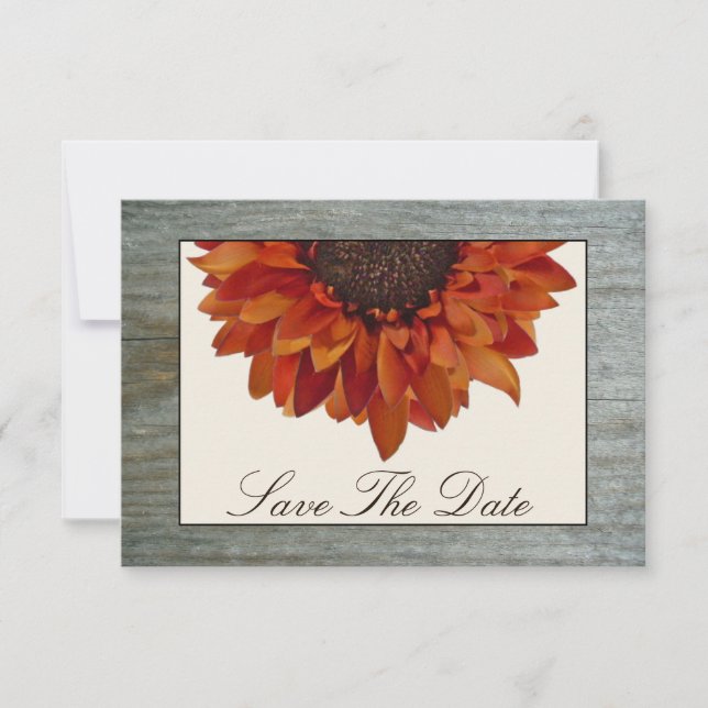 Save The Date Mariage de automne Sauvegarder La Date - Tournesol (Devant)