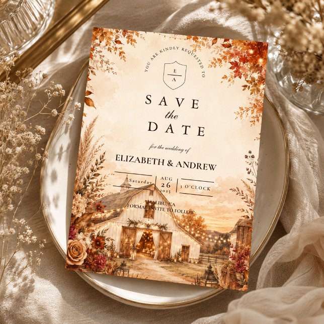 Save The Date Mariage de barn rustique d'automne (Créateur téléchargé)