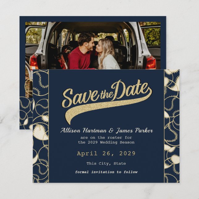Save The Date Mariage de baseball, enregistrez la date (Devant / Derrière)