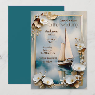 Save The Date Mariage de bateau nautique