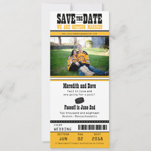 Save The Date Mariage de billets de hockey Enregistrer la date