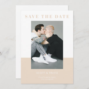 Save The Date Mariage de bloc de couleur beige crème simple mode