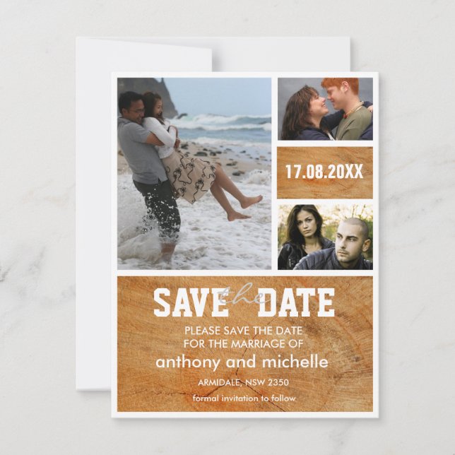 Save The Date Mariage de bloc photo en bois personnalisé enregis (Devant)