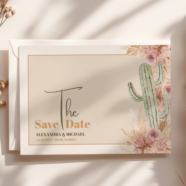 Save The Date Mariage de Boho Desert Cactus (Créateur téléchargé)