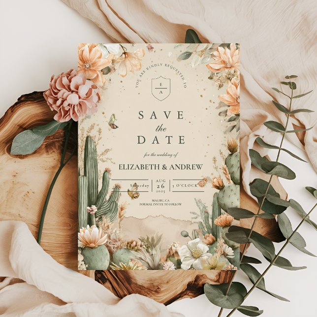 Save The Date Mariage de Boho Desert Mountain Cactus (Créateur téléchargé)