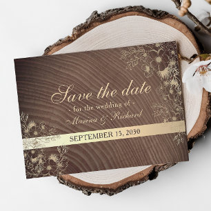 Save The Date Mariage de bois de fleurs de automne rustique