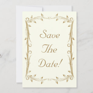 Save The Date Mariage de bordure en or d'antiquité décoratif
