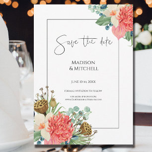 Save The Date Mariage de bouquet Fleur sauvage Boho rose