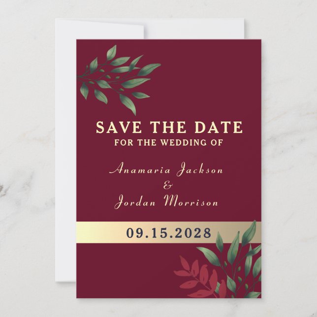 Save The Date Mariage de Bourgogne rouge (Devant)