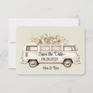 Save The Date Mariage de bus Vintage vert clair