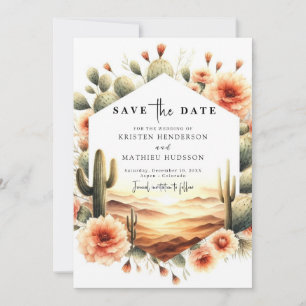 Save The Date Mariage de cactus à impression sud