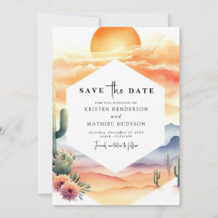 Save The Date Mariage de cactus lunaires minimaux