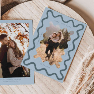Save The Date Mariage de cadre bleu brillant