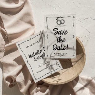 Save The Date Mariage de cadre rétro à main moderne dessiné
