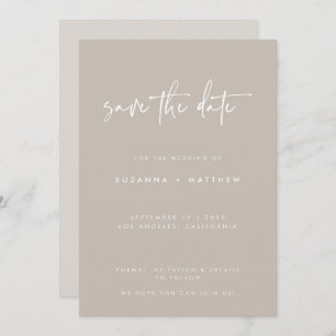 Save The Date Mariage de calligraphie manuscrite moderne Taupe b