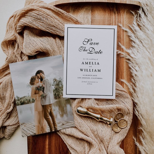 Save The Date mariage de calligraphie noir Enregistrer la date (Créateur téléchargé)