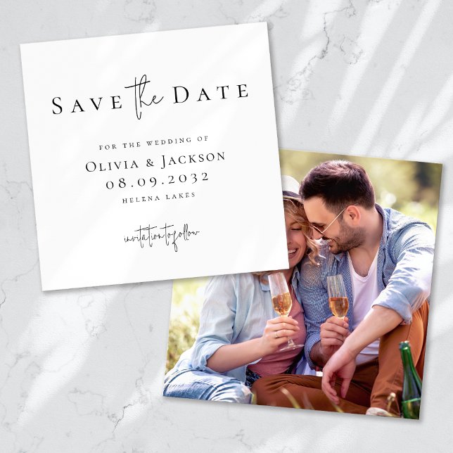 Save The Date Mariage de calligraphie photo moderne (Créateur téléchargé)