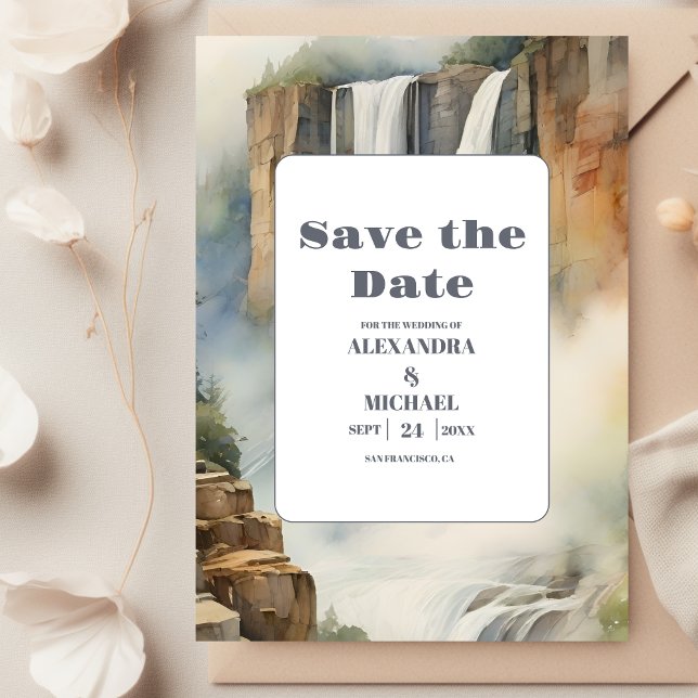 Save The Date Mariage de cascade de Rustic Mountain (Créateur téléchargé)