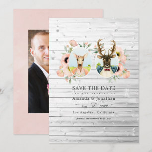 Save The Date Mariage de cerfs de forêt rustique fantaisiste