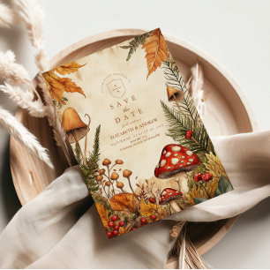 Save The Date Mariage de champignons de forêt vintages