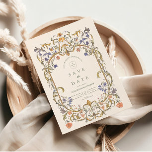 Save The Date Mariage de charpente florale de Grace Orné Victori