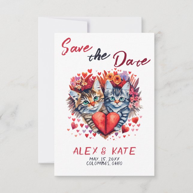 Save The Date Mariage de chats mignons Enregistrer la date Faire (Devant)