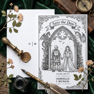 Save The Date Mariage de Chevalier Gothique Médiéval Enregistrer