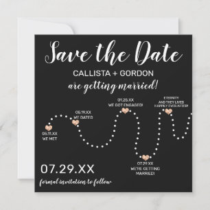 Save The Date Mariage de chronologie noir blanc or simple
